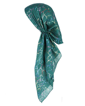 Lizi Headwear Green/Colorful Marble Foil Pre-Tied Bandanna myselflingerie.com
